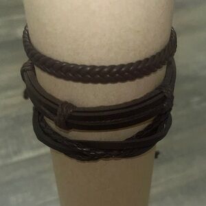 Dark Brown Multi-Strand Leather Wrap Bracelet
